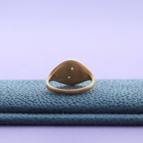 スリム オーバル シグネット リング 0号 - マット / トルマリン / K18メッキ | Slim Oval Signet Ring #0 - matte finish / Tourmaline / 18K plating