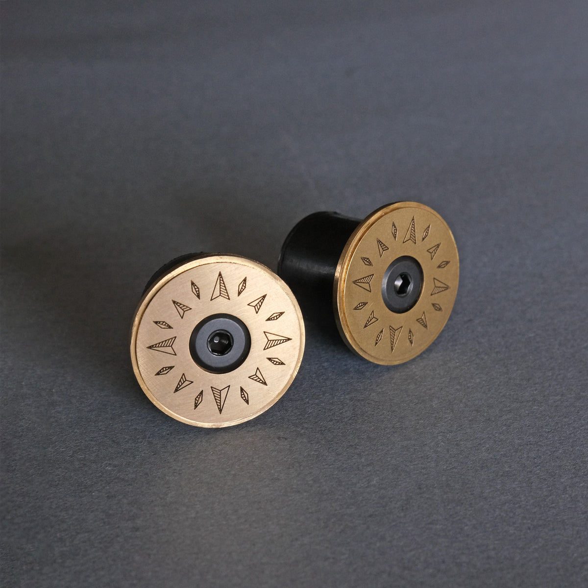 Compass Rose Bar End Caps - Brass