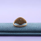 Slim Oval Signet Ring #0 - Matte Finish / Tourmaline / 18K Plating