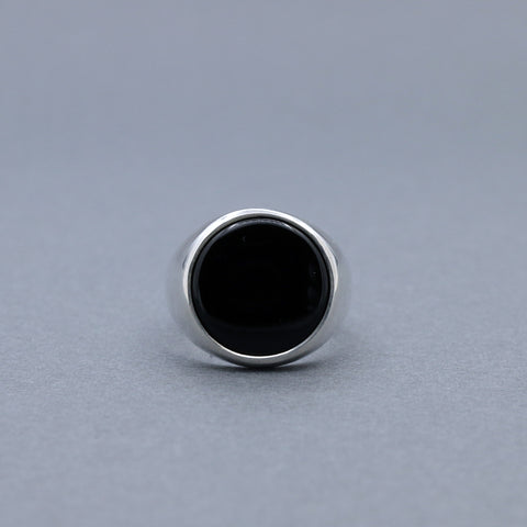 ブラック オニキス カボション シグネット リング | Black onyx cabochon signet ring