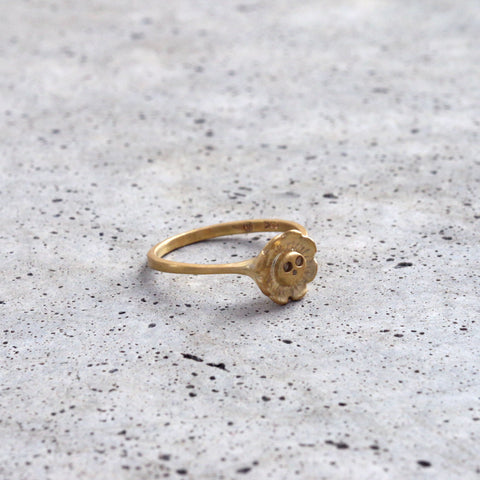 スカル アンド フラワー リング（K10、K14、K18） | Skull and flower ring — 10K / 14K / 18K